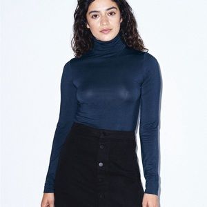 American Apparel Navy Mix Modal Long Sleeve Turtleneck